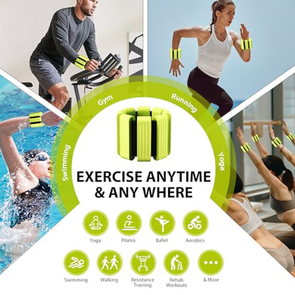 Pilates Wrist and Ankle Weights for Women - Adjustable Weighted Bangles for Men, 2 lbs Weighted Arm Bands Foot Leg Weights for Walking, Yoga, Training, Exercise, Running, Set of 2 (1LB Each) - color: Light Green