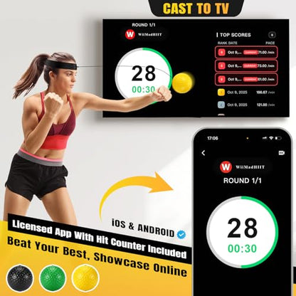 Boxing Reflex Ball Set | Punch Counter APP Included,3 Balls with Different Weights, Adjustable Headband | Hand Eye Reaction Trainer | Boxing Gym Equipment | Fun Fitness for All Ages