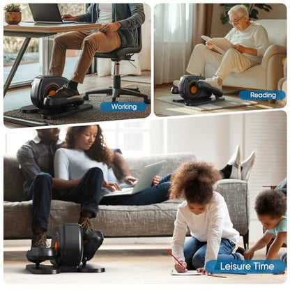 OLIXIS Under-Desk Elliptical Machine–Compact & Quiet Mini Pedal Exerciser with Adjustable Speed, LED Display, Portable Fitness Solution for Home or Office Workouts