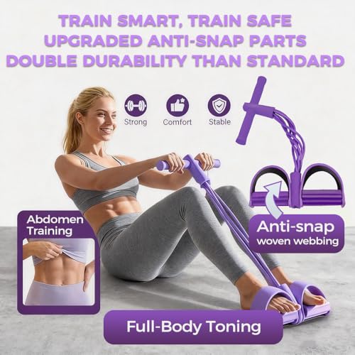 Resistance Bands with Handles, 6-Tube Elastic Fitness Bands Exercise Tension Rope, Anti-Snap Light Weight Latex Pedal Resistance Bands for Abdomen/Waist/Arm/Leg Stretching Training, Yoga, Slim