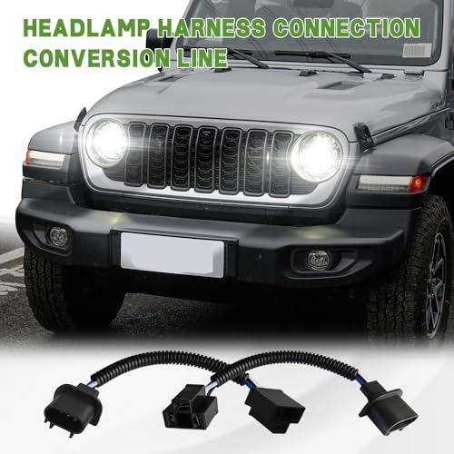 2PCS H13 9008 Male to H4 9003 Female Wiring Harness Adapters, Headlight Wiring Harness, Heavy Duty Retrofit Pigtail Socket, Car Bulb Modification Accessory Compatible with Jeep Wrangler JK JKU