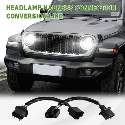 2PCS H13 9008 Male to H4 9003 Female Wiring Harness Adapters, Headlight Wiring Harness, Heavy Duty Retrofit Pigtail Socket, Car Bulb Modification Accessory Compatible with Jeep Wrangler JK JKU