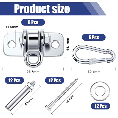 Tandefio 6 Sets Swing Hanger with Swingset Accessory, Stainless Steel Color - color: Stainless Steel Color