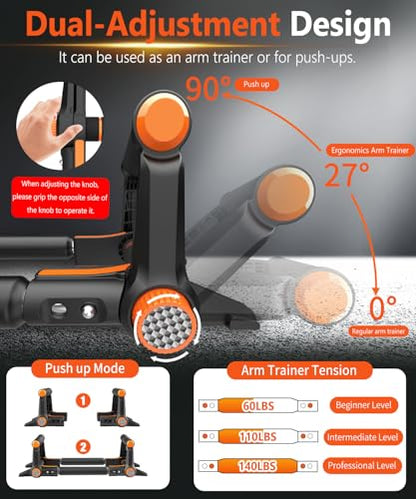 Twister Arm Trainer - 3-in-1 Adjustable Chest Workout Equipment,Portable Home Gym Chest & Arm Workout, Push Up Bars, 60-140lbs Resistance for Men Women
