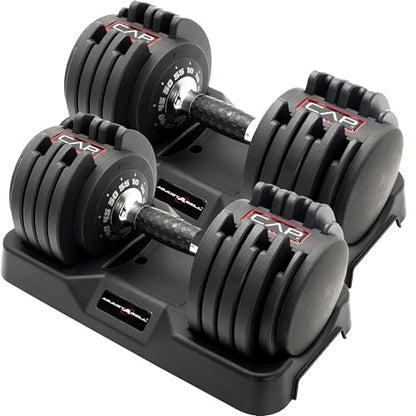CAP ADJUSTABELL Adjustable Dumbbell Weights - Singles & Pairs | 12.5 lb, 25 lb & 55 lb | Multiple Handle Options - size: 55 lb - Honeycomb Chrome and Black Handle, style: Pair