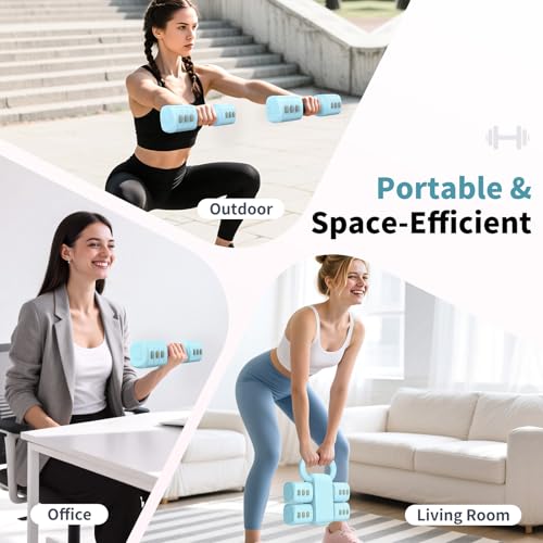 Hezeyferg 2-in-1 Adjustable Dumbbells Set, 4 Levels Weight Dumbbells Set for Women Men, Each 2.2/3.3/4.4/5.5lb Hand Weights with Kettlebell Form for Home Gym Exercise Training - color: Blue