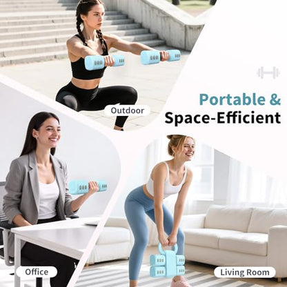 Hezeyferg 2-in-1 Adjustable Dumbbells Set, 4 Levels Weight Dumbbells Set for Women Men, Each 2.2/3.3/4.4/5.5lb Hand Weights with Kettlebell Form for Home Gym Exercise Training - color: Blue