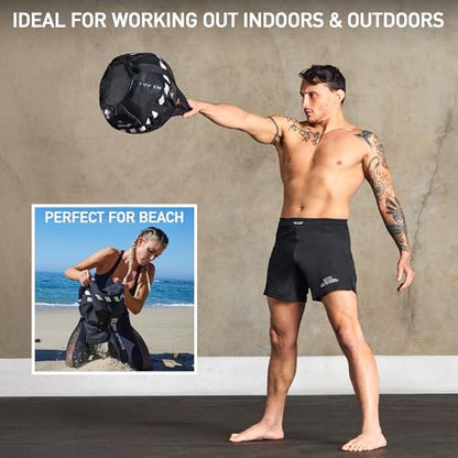 Elite Kettlebell Sandbag - Heavy Duty Sand Weights Bag for Cross Training, Strength Training, Workout, Functional Fitness, Adjustable Weight, Durable Training Equipment for Home & Gym (UN-FILLED)