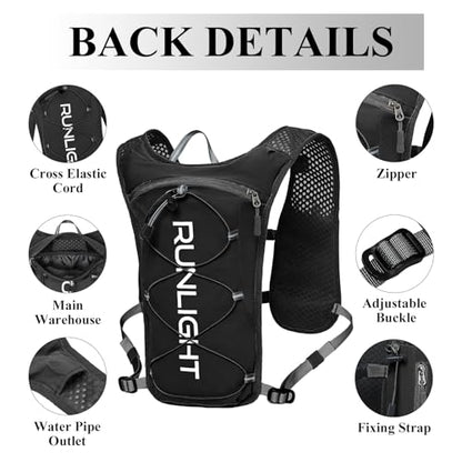 Running Vest for Women Men Lightweight Hydration Backpack Pack with 1.5L Water Bladder Bag Hydro Daypack for Hiking,Trail,Skiing,Camping,Cycling,Race,Marathon - color: Black