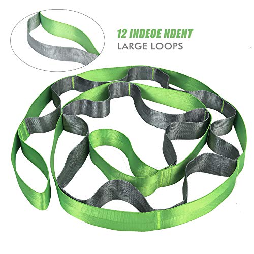 Yoga Straps Stretching Strap with 12 Loops Workout Poster, Straps for Stretching Physical Therapy Equipment Long Stretch Out Bands for Exercise, Pilates and Gymnastics for Women Men