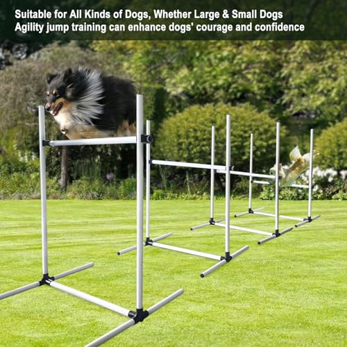 Dog Agility Jump Training Kit, Adjustable Hurdle Set with Storage Bag, Easy Setup Indoor Outdoor Obstacle Course Equipment for Dogs
