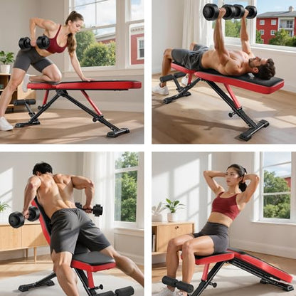 FLYBIRD Adjustable Weight Bench, Full Body Workout Bench for Home Garage Gym Strength Training, Incline Flat Decline for Sit Up Bench Press - color: C-FB299