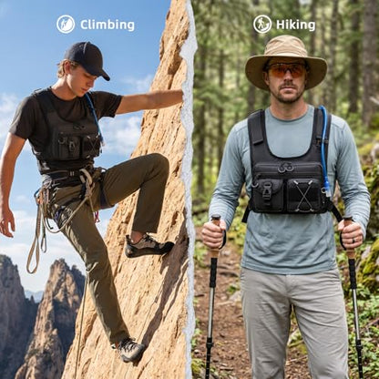 USA Patent Running Hydration Vest Backpack, Lightweight Chest Pack with 2.0L Water Bladder Bag Daypack for Hiking Running Cycling Race Marathon for Women Men - color: Black V2