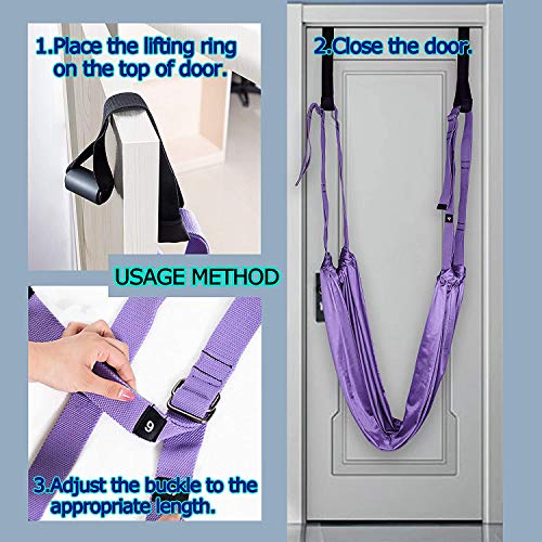 Multi-Purpose Waist Exercise Band - Waist Back Bend Assist Trainer Flexibility & Yoga Stretching Leg Stretcher Strap w/Door Anchor for Dance Gymnastics Training Fitness