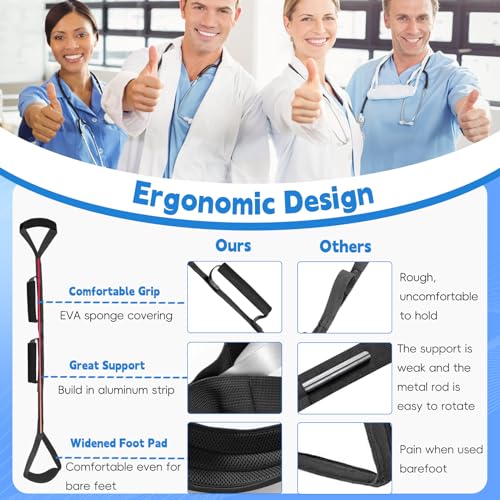 36 Inch Long Leg Lifter, Rigid Leg Lifter Strap with EVA Handgrips &Foot Loop, Leg Lifter After Hip Replacement&Knee Surgery Recovery Aids Kit,Getting Legs in and Out of Bed,Car,Wheelchair (Black) - color: Black, size: 36 Inch