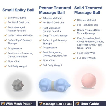 Silicone 3-Piece Massage Ball Set for Trigger Point Therapy - style: Peanut Silicone Massage Ball Set