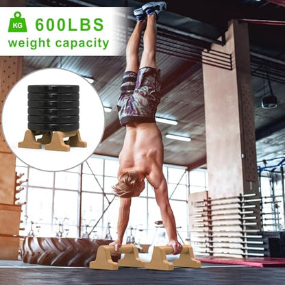 SELEWARE Wood Push Up Bars Steel Calisthenic Parallette Bars Handstand Bars - color: D: Wood Grip (8.7"L x 4"H)