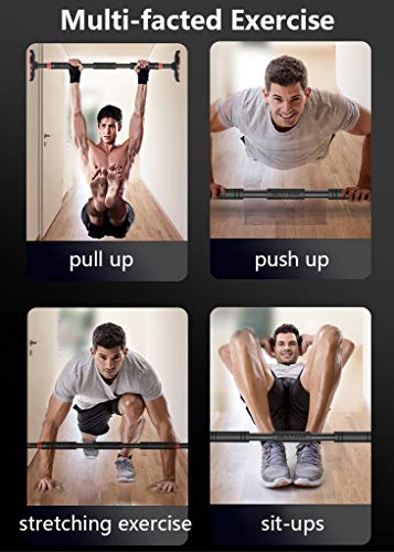 Chin Up Bar No Screws Installation Adjustable Pull Up Bar Doorway Chin Up Bar Horizontal Bar Exercise Bar with Locking Mechanism Upper Body Workout Bar for Home Gym Fitness - size: 90-130cm/35.4-51.1''