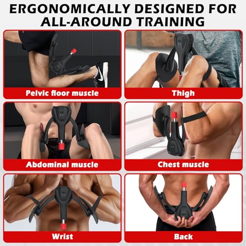3rd Gen Thigh-Train 0-100 lbs Adjustable Resistance Inner Thigh Train Exercising Counter with Leg Straps Band Pelvic Floor Kegel Hip Exercise Workout Equipment Pilates Women Men (Black)