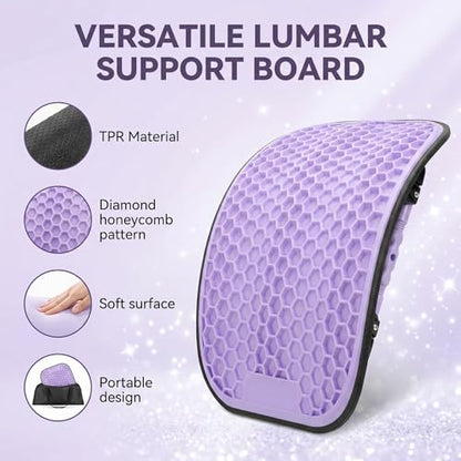 Back Stretcher for Spinal Decompression, Adjustable Lumbar Support Board, 360° Multi-Angle Support, PP+TPR, Extra-Wide, Supports up to 330 lbs