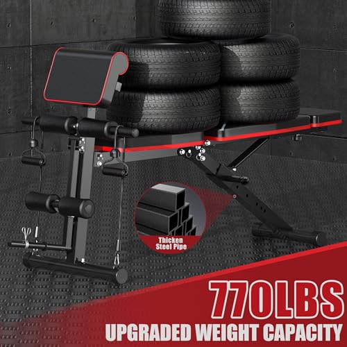 GIKPAL Adjustable Weight Bench - Workout Bench Press for Home Gym - color: Weight Bench & Max 16-Gear 80lbs Pair