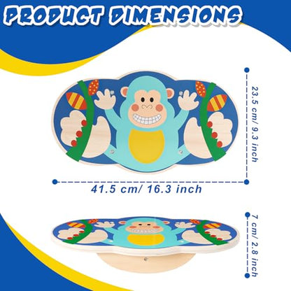 Jomifin Kids Wobble Balance Board - Wooden Rocker Board for Toddlers & Children, 123 LBS Durable Montessori Sensory Training Toy, - color: Blue