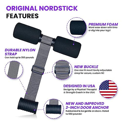 Nordic Hamstring Curl Strap - Original Nord Stick Exercise Set for Home and Travel - 5 Second Set Up