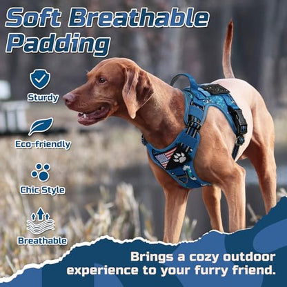 rabbitgoo Tactical Dog Harness for Medium, No Pull Military Service Vest - color: Blue Camo, size: Medium