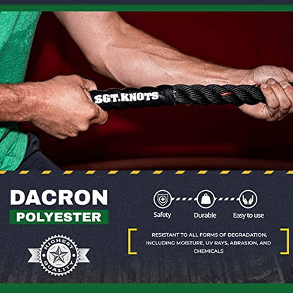SGT KNOTS Twisted Battle Rope - Weighted Exercise Rope for Strength Training, CrossFit, Battling, Climbing & the Gym (1", 1.5", 2") - size: 1" x 40ft