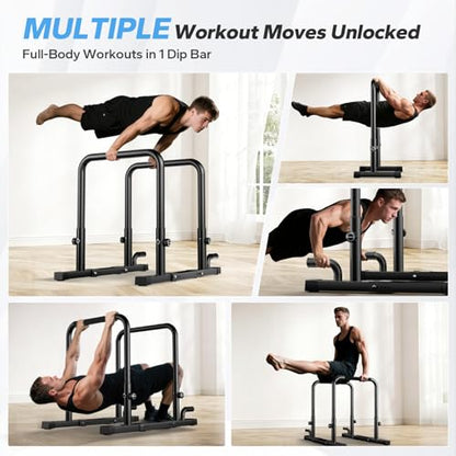 2026 Upgraded Dip Bars 880LBS Heavy Duty Dip Bar Station Height & Width Adjustable Parallel Bars for Full Body Strength Training Dip Stands Calisthenics Equipment for Home Push Up Bar