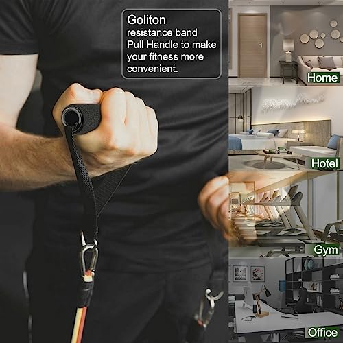 Resistance Loop Exercise Bands Exercise Bands for Home Fitness, Stretching, Strength Training, Physical Therapy,Elastic Workout Bands for Women Men Kids - color: Black-2x Handles, style: Handles