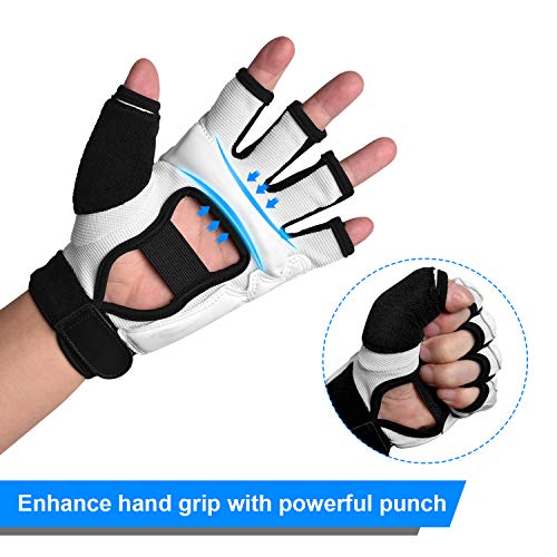Punch Bag Taekwondo Karate Gloves for Sparring Martial Arts Boxing Training Fingerless Women Kids - color: White, size: XX-Large