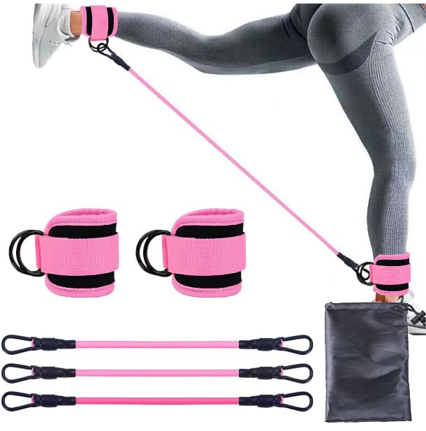 Ankle Resistance Bands with Cuffs Ankle Weights Fitness Band Set for Women Pink