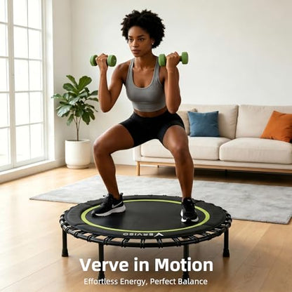 40"/46"/50" Bungee Rebounder Trampoline for Adults, 460LBS Low Impact Quiet Foldable Mini Trampoline, Easy Assembly Indoor Fitness Rebounder with Handle for Whole-Body Workout