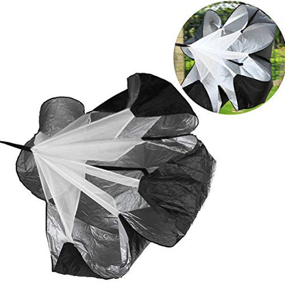 Professional Speed Resistance Training Parachute, 5 to 15kg Adjustable Drag Power Umbrella for Running, Strength and Agility Exercise Includes Carry Bag, Black