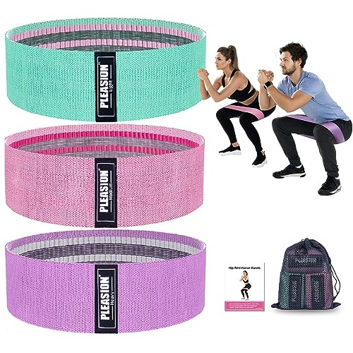 Fabric Resistance Bands for Working Out, 5 Levels Booty Bands for Women Men, Cloth Workout Bands Resistance Loop Exercise Bands for Legs Butt at Home Fitness, Yoga, Pilates - color: Purple/Light Pink/Green