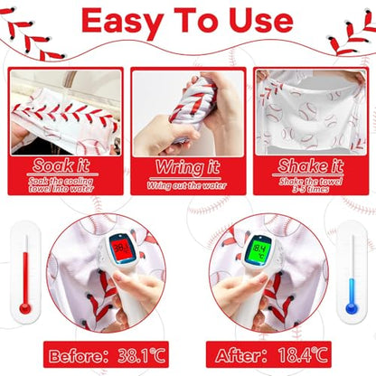 30Pcs Baseball Cooling Towels for Neck and Face 40 x 12 Inch Baseball Sports Team Gifts Workout Ice Towel for Gym Sweat Microfiber Breathable Chilly Bulk Neck Wraps for Athletes Camping Travel Outdoor - style: Baseball