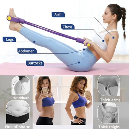 Pedal Resistance Bands with Handles for Women, 6-Tube Durable Pedal Exerciser for Home & Office Workout, Natural Rubber Resistance Band for Full Body Toning, Training Abdomen, Waist, Arms & Legs