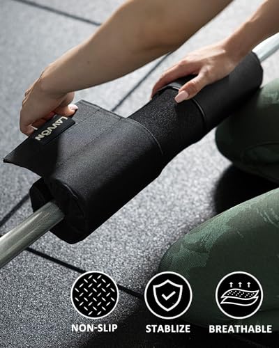 Barbell Squat Pad Set- Nylon Padding AntiSlip- Thick Foam Barbell Pad for Squats Cushion,Lunges&Bar Padding for Hip Thrusts -Standard Olympic Weight Bar Pad (Wrist Straps Weightlifting-Ankle Straps)