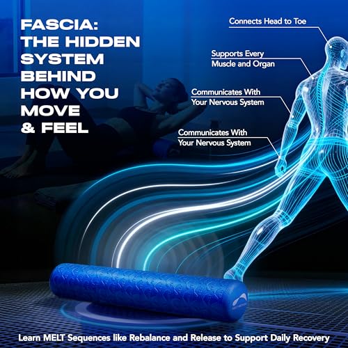 MELT Method 36 Inch Soft Foam Roller for Physical Therapy and Exercise Recovery - FasciaTherapy Technology - Low Density Exercise Foam Roller for Full Body Gentle Compression - Blue