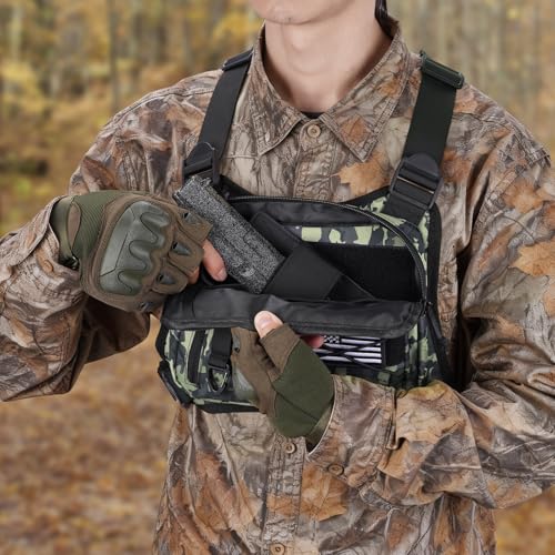 CVLIFE Outdoor Chest Bag for Men, Tactical Chest Pack, Adjustable Running Vest Bag, Lightweight Anti-theft EDC Rig for Hiking