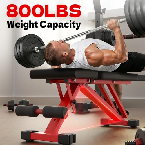 Adjustable Weight Bench, 800LBS Foldable Workout Bench for Home Gym, Incline Decline Flat Bench Press with Quick Folding & Fast Adjustment
