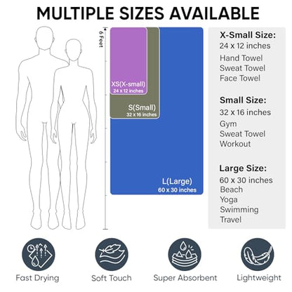 Microfiber Travel Towel, Ultra Absorbent Quick Dry Towels, Lightweight Gym Sports Camping Towel for Workout, Yoga, Beach, Shower, Swimming (Combo, Army Green)