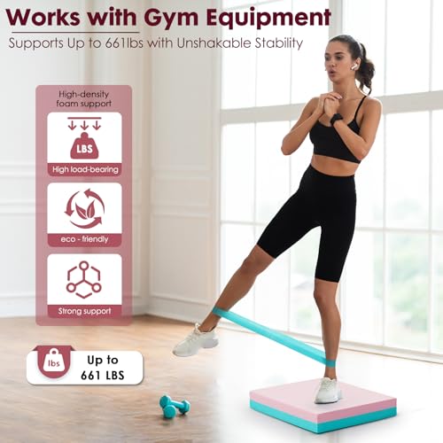 Balance Pad- High-Density Foam Cushion Mat for Yoga, Exercise & Fitness, Non-Slip Stability Trainer for Core Workouts, Thick Foam Balance Board (16x13x2.4 Inches)
