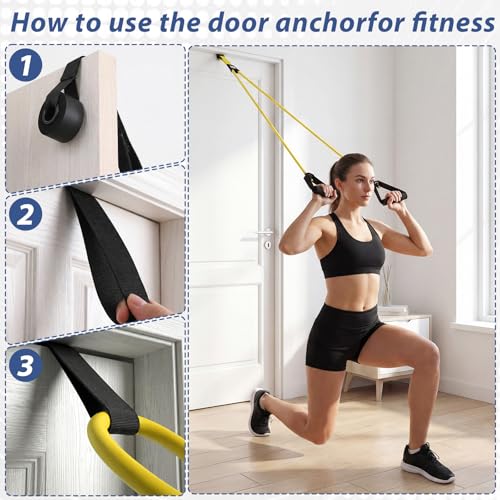 22 Pcs Resistance Bands Set with Handles 10 Exercise Resistance Tubes 10 Flat Straps 2 Door Anchors Latex Home Workout Bands for Full Body Strength Training Men Women