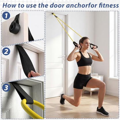 22 Pcs Resistance Bands Set with Handles 10 Exercise Resistance Tubes 10 Flat Straps 2 Door Anchors Latex Home Workout Bands for Full Body Strength Training Men Women
