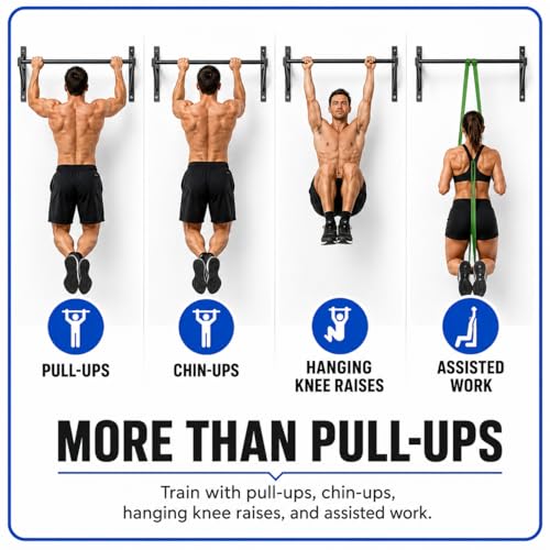 REP Fitness Heavy Duty Pull-Up Bar, Wall Mounted Multi-Grip or Bare Steel Straight Option, Home Gym Exercise Equipment for Chin Training, Garage Strength Workouts, Rings, Straps