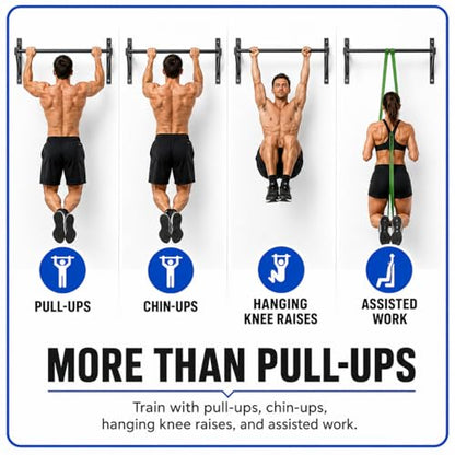 REP Fitness Heavy Duty Pull-Up Bar, Wall Mounted Multi-Grip or Bare Steel Straight Option, Home Gym Exercise Equipment for Chin Training, Garage Strength Workouts, Rings, Straps - style: Straight Bar