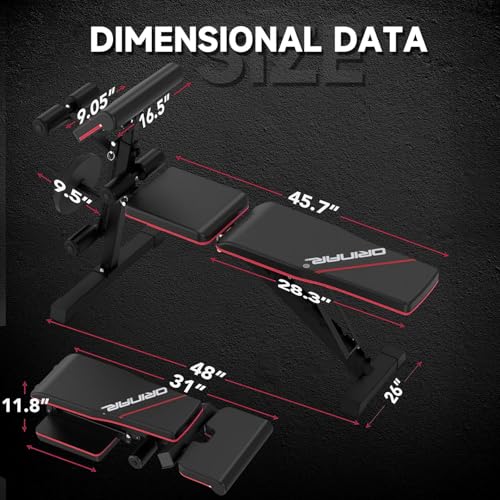 Adjustable Weight Bench, 880Lbs Bench Press for Full Body Workout, Workout Bench for Home Gym with Barbell Rack, Strength Training Stable Incline Decline Bench with Leg Developer