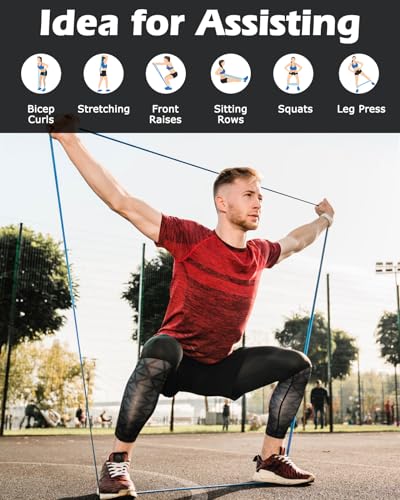 Zacro Resistance Bands Set with Door Anchor, Heavy Duty Pull Up Exercise Bands for Working Out, Muscle Power Strength Training, Physical Therapy, Home Fitness Gym Equipment for Men & Women
